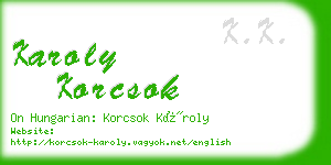 karoly korcsok business card